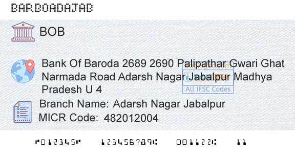 Bank Of Baroda Adarsh Nagar JabalpurBranch 