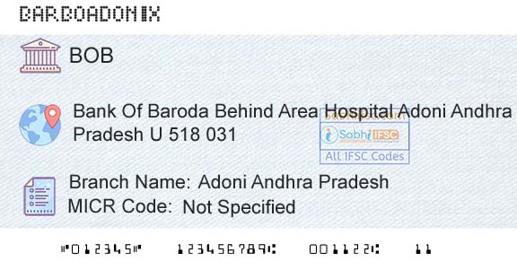 Bank Of Baroda Adoni Andhra PradeshBranch 