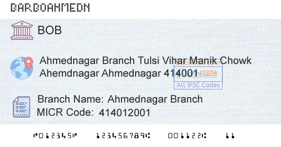 Bank Of Baroda Ahmednagar BranchBranch 