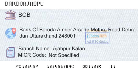 Bank Of Baroda Ajabpur KalanBranch 