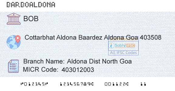 Bank Of Baroda Aldona Dist North GoaBranch 