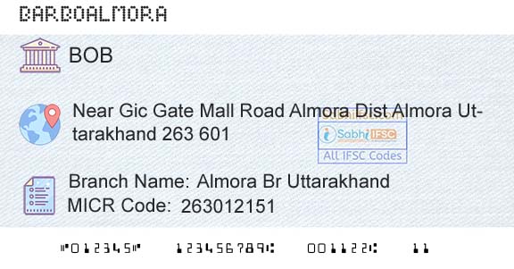 Bank Of Baroda Almora Br UttarakhandBranch 