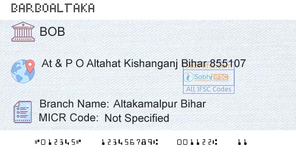 Bank Of Baroda Altakamalpur BiharBranch 