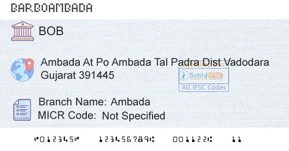 Bank Of Baroda AmbadaBranch 