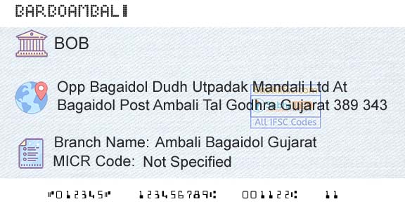 Bank Of Baroda Ambali Bagaidol GujaratBranch 