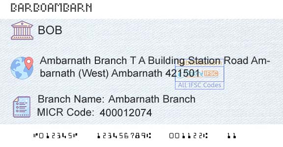 Bank Of Baroda Ambarnath BranchBranch 