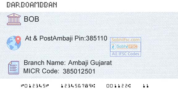 Bank Of Baroda Ambaji GujaratBranch 