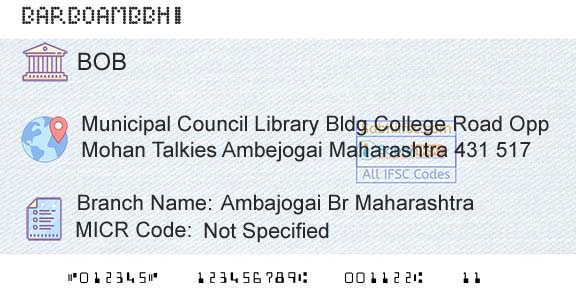 Bank Of Baroda Ambajogai Br MaharashtraBranch 