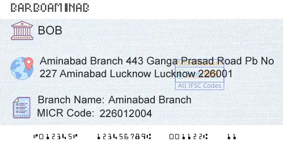 Bank Of Baroda Aminabad BranchBranch 