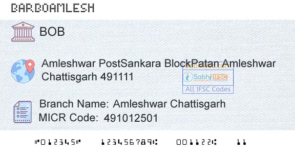 Bank Of Baroda Amleshwar ChattisgarhBranch 
