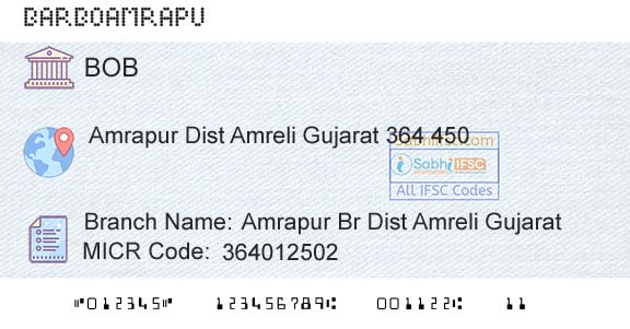 Bank Of Baroda Amrapur Br Dist Amreli GujaratBranch 