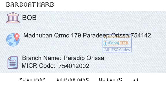 Bank Of Baroda Paradip OrissaBranch 