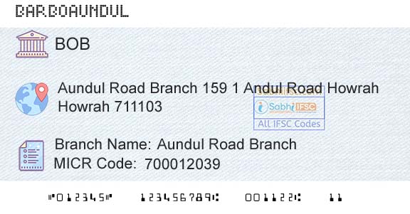 Bank Of Baroda Aundul Road BranchBranch 