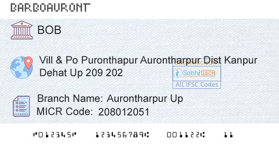 Bank Of Baroda Aurontharpur UpBranch 