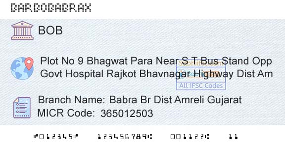 Bank Of Baroda Babra Br Dist Amreli GujaratBranch 