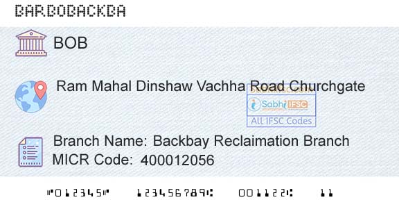 Bank Of Baroda Backbay Reclaimation BranchBranch 
