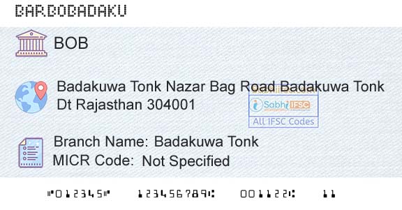 Bank Of Baroda Badakuwa TonkBranch 