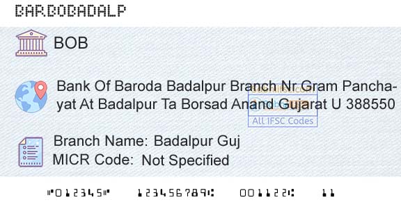 Bank Of Baroda Badalpur GujBranch 