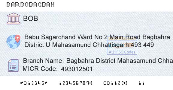 Bank Of Baroda Bagbahra District Mahasamund ChhattisgarhBranch 