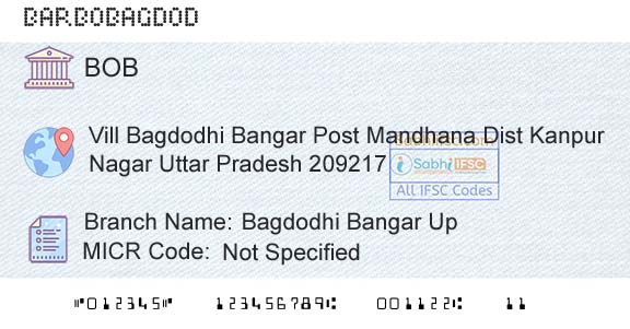 Bank Of Baroda Bagdodhi Bangar UpBranch 