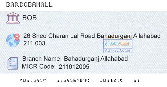 Bank Of Baroda Bahadurganj AllahabadBranch 