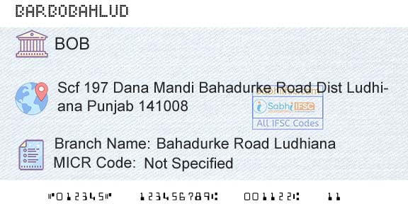 Bank Of Baroda Bahadurke Road LudhianaBranch 