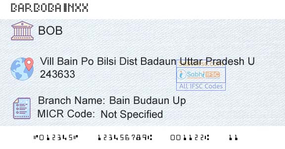 Bank Of Baroda Bain Budaun UpBranch 