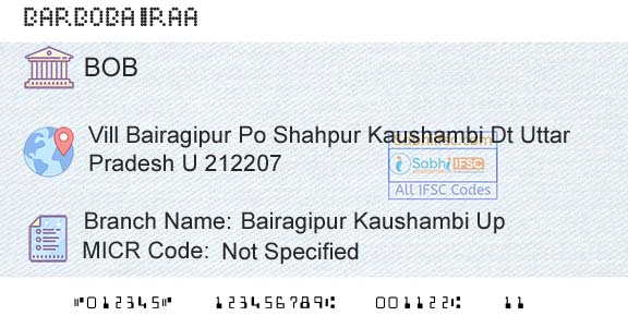 Bank Of Baroda Bairagipur Kaushambi UpBranch 