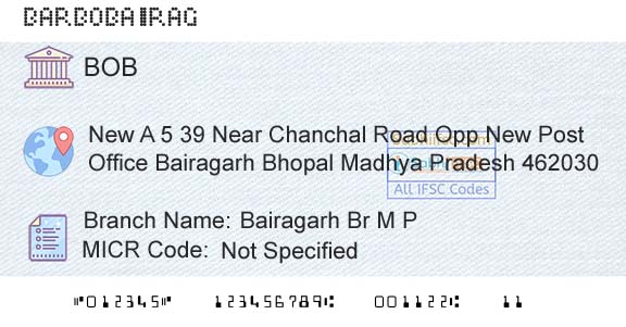 Bank Of Baroda Bairagarh Br M P Branch 