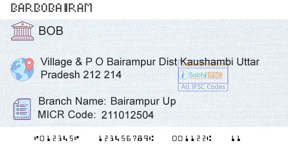 Bank Of Baroda Bairampur UpBranch 