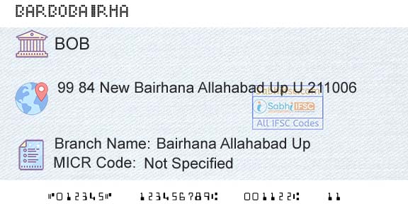 Bank Of Baroda Bairhana Allahabad UpBranch 