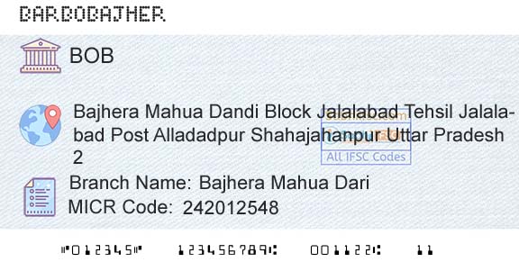 Bank Of Baroda Bajhera Mahua DariBranch 