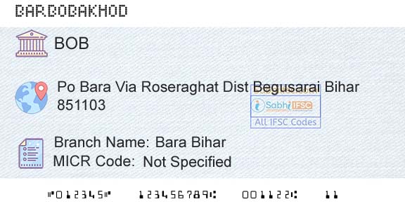 Bank Of Baroda Bara BiharBranch 