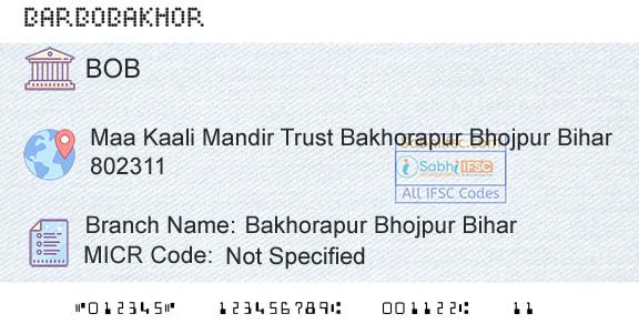 Bank Of Baroda Bakhorapur Bhojpur BiharBranch 
