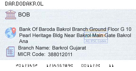 Bank Of Baroda Barkrol GujaratBranch 