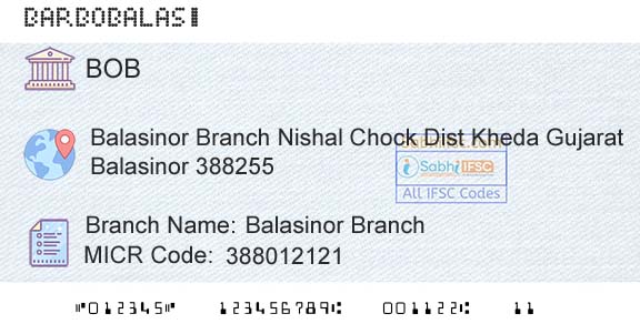 Bank Of Baroda Balasinor BranchBranch 