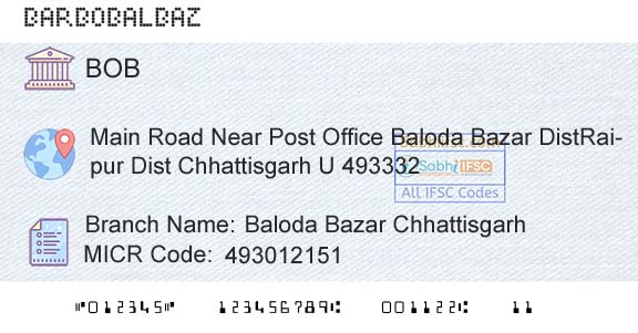Bank Of Baroda Baloda Bazar ChhattisgarhBranch 