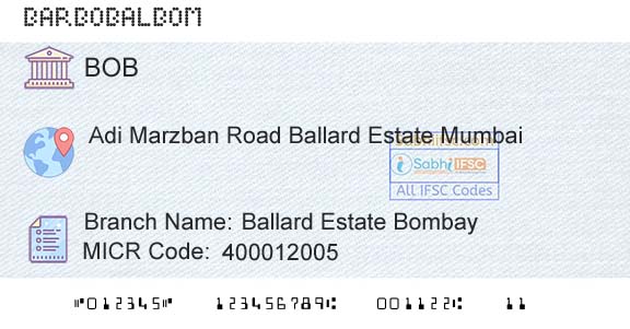 Bank Of Baroda Ballard Estate BombayBranch 