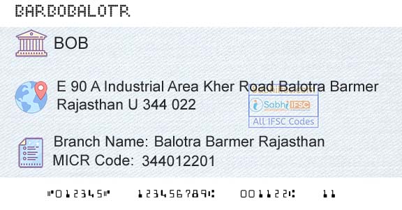 Bank Of Baroda Balotra Barmer RajasthanBranch 