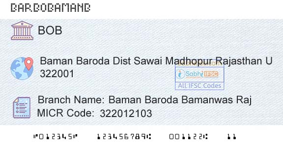 Bank Of Baroda Baman Baroda Bamanwas RajBranch 