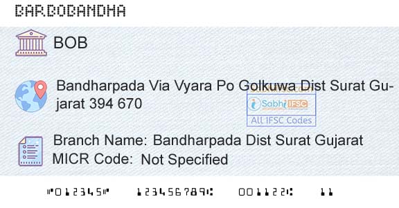 Bank Of Baroda Bandharpada Dist Surat GujaratBranch 