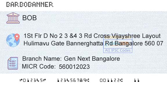 Bank Of Baroda Gen Next BangaloreBranch 