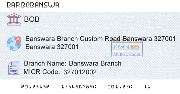 Bank Of Baroda Banswara BranchBranch 