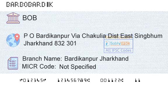 Bank Of Baroda Bardikanpur JharkhandBranch 