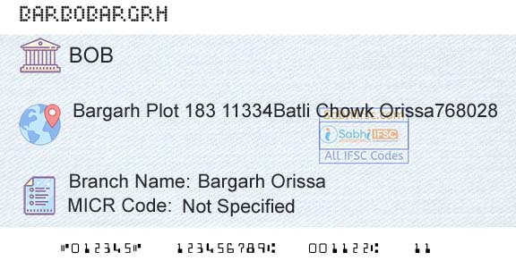 Bank Of Baroda Bargarh OrissaBranch 