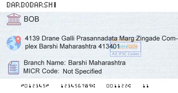 Bank Of Baroda Barshi MaharashtraBranch 