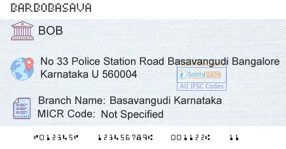 Bank Of Baroda Basavangudi KarnatakaBranch 