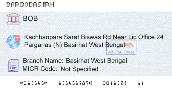 Bank Of Baroda Basirhat West BengalBranch 