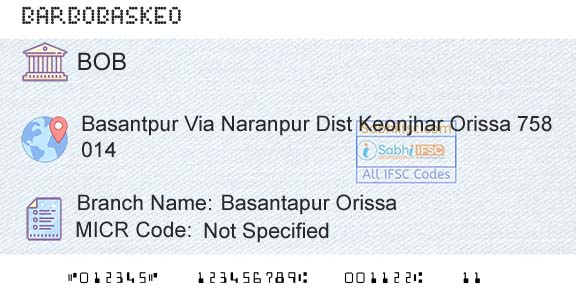 Bank Of Baroda Basantapur OrissaBranch 