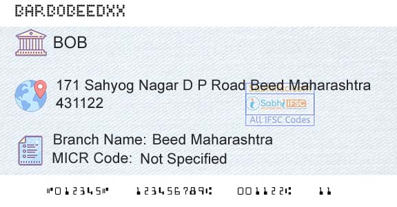Bank Of Baroda Beed MaharashtraBranch 